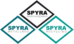 Spyra Logo Spänezentrifuge Industriezentrifuge Späneaufbereitung Shredder Schredder Schreder Späne Förderband Förderer 